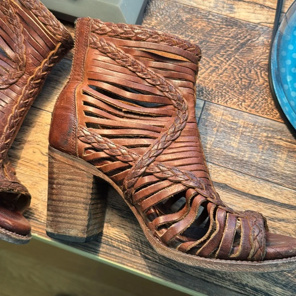 Free Bird Bela Braided Brown Women's Open-Toe Boots size 8 - Picture 5 of 9
